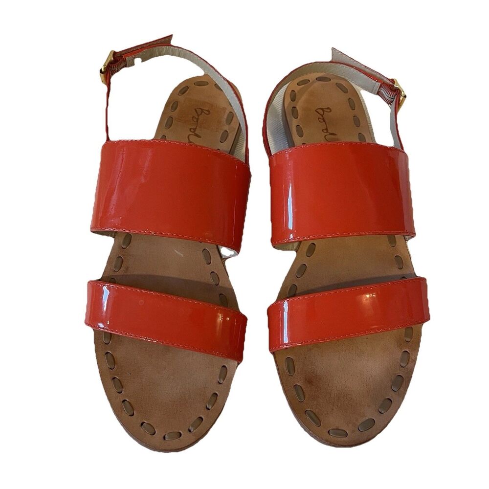 Boden Red Patent Leather Double-Strap Slingback Sandals